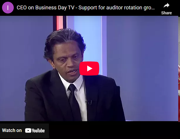 CEO on Business Day TV support for auditor rotation growing
