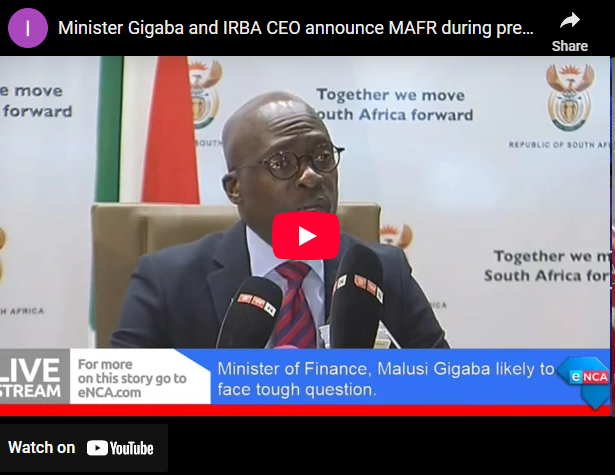 Minister Gigaba and IRBA CEO announce MAFR during press briefing
